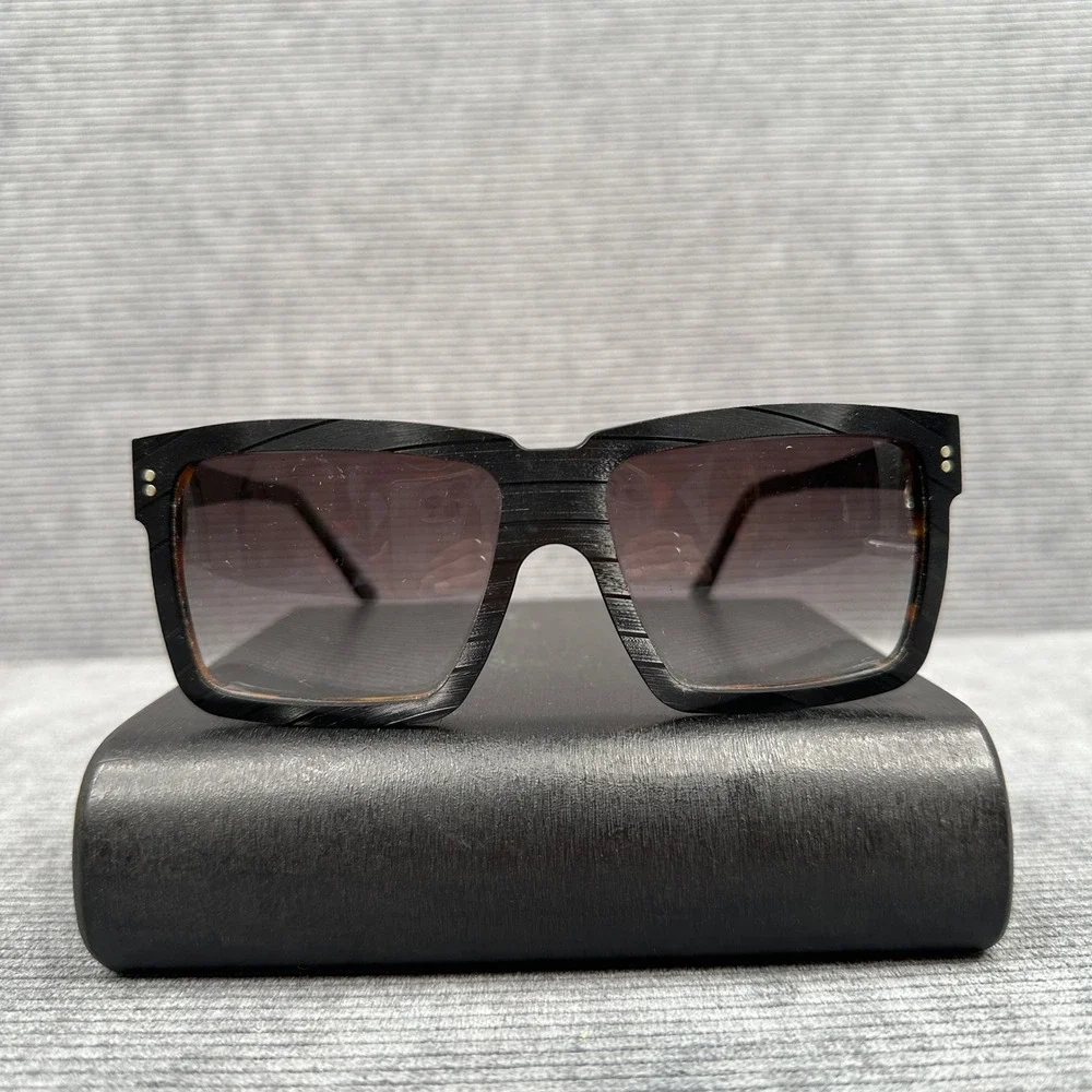 Vinylize Eyewear Tosh Black Tortoise Square Sunglasses Handmade Hungary Recycled